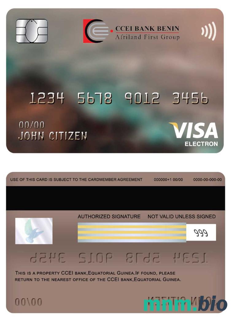 Equatorial Guinea CCEI bank visa electron karta przykład w formacie PSD